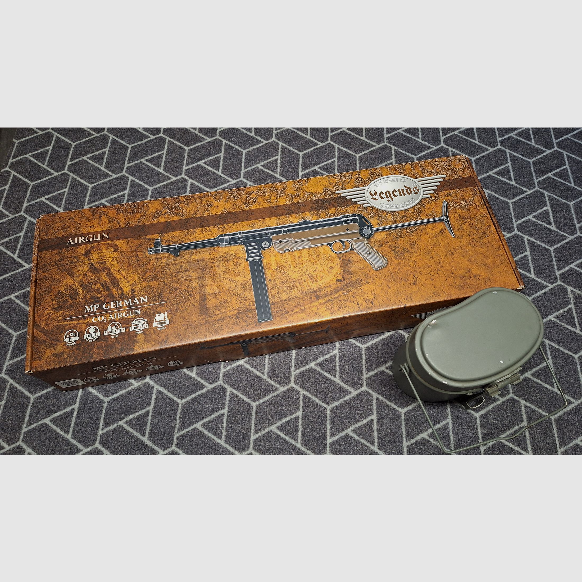 Legendy MP40 - 4,5 mm stalowe BB Co2 - Całkowicie metalowy! Z CO2+amunicją+uchwytem!