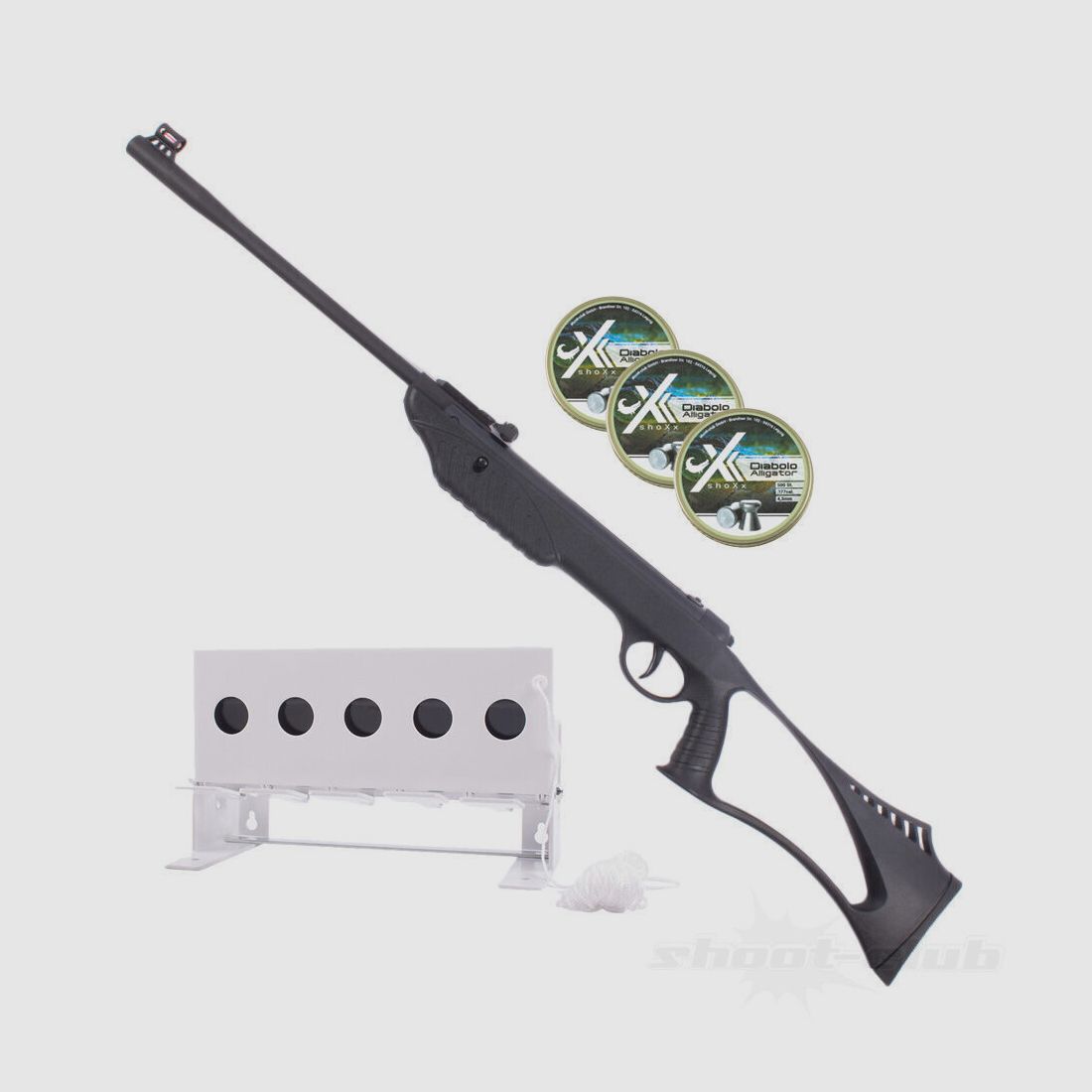 shoXx XS16 Kipplauf Luftgewehr 4,5 mm Diabolo im Biathlon Set