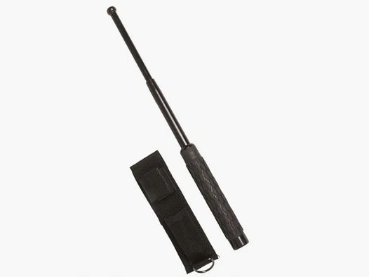 Teleskop Schlagstock, 25,5/66cm, Schwarz + Gürtelholster