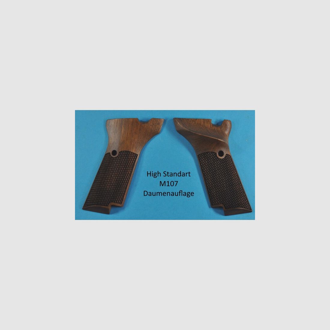 Nussbaum-Griffschalen für Pistole S&W High Standart M-107 mit Daumenauflage
