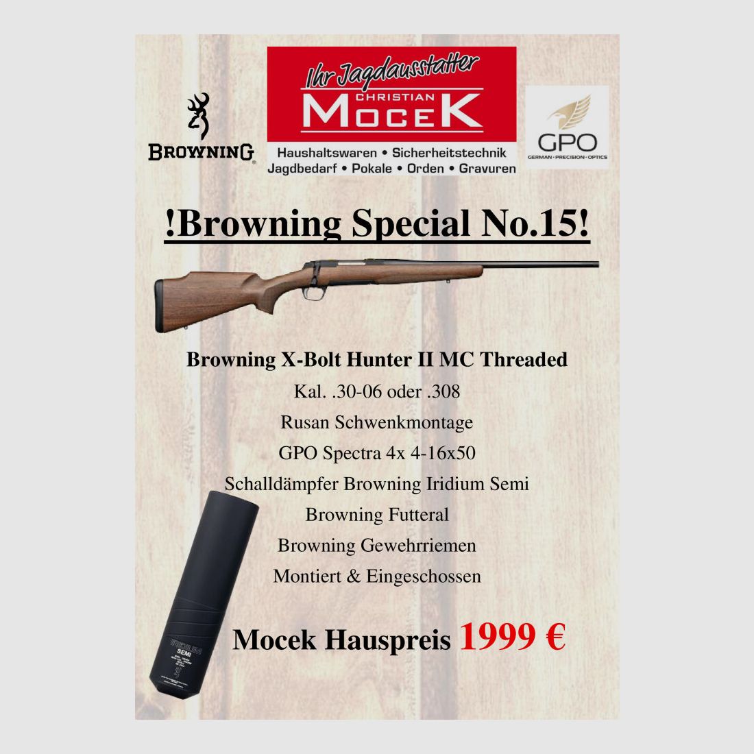 Browning X-Bolt Hunter II MC Threaded, mit GPO Spectra 4x 4-16x50