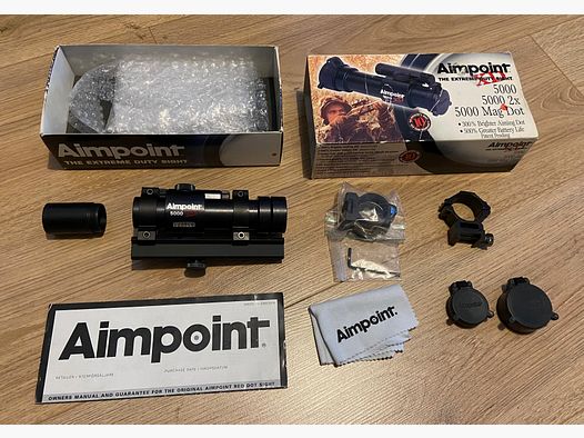 Aimpoint 5000XD Set in OVP Rotpunktvisier / Reddot mit Carry handle Weaver Mount - Top Zustand
