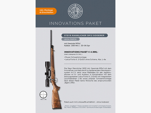 Steyr Mannlicher SM12 Goiserer + Leica + ... paquet de jeunes chasseurs