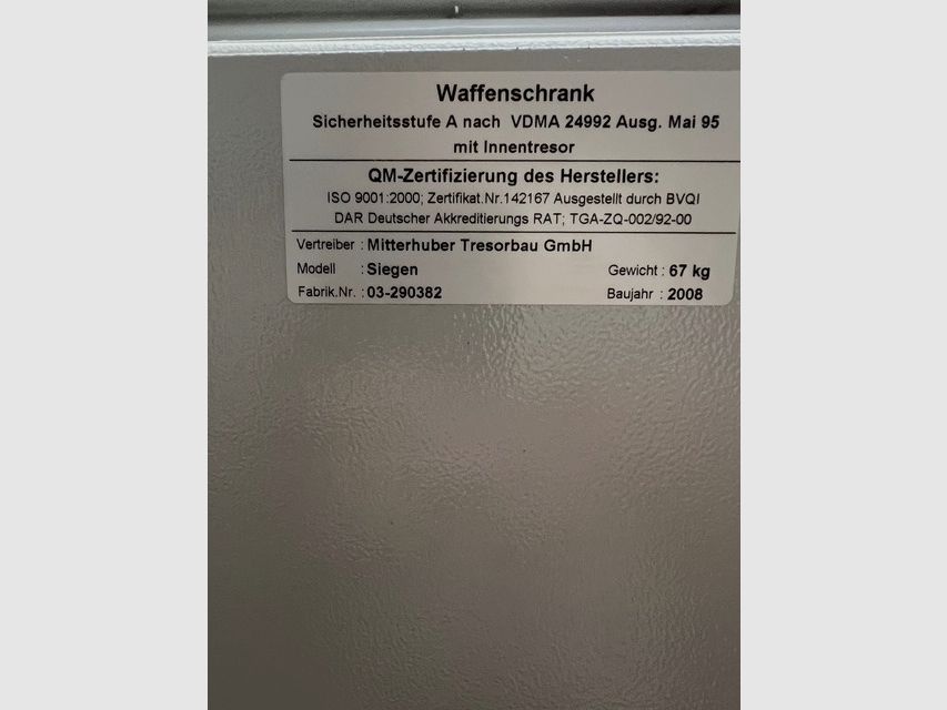Waffenschrank, Tresor, Sicherheitsstufe A