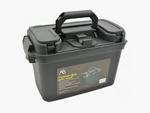 Box / Munitionskiste m. Innenboden - 38 x 19 x 24cm, Black - wasserdicht + verschließbar, schlagfest