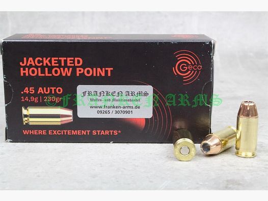 Geco .45 Auto JHP 230gr. 14,9g 50 Stück Staffelpreise