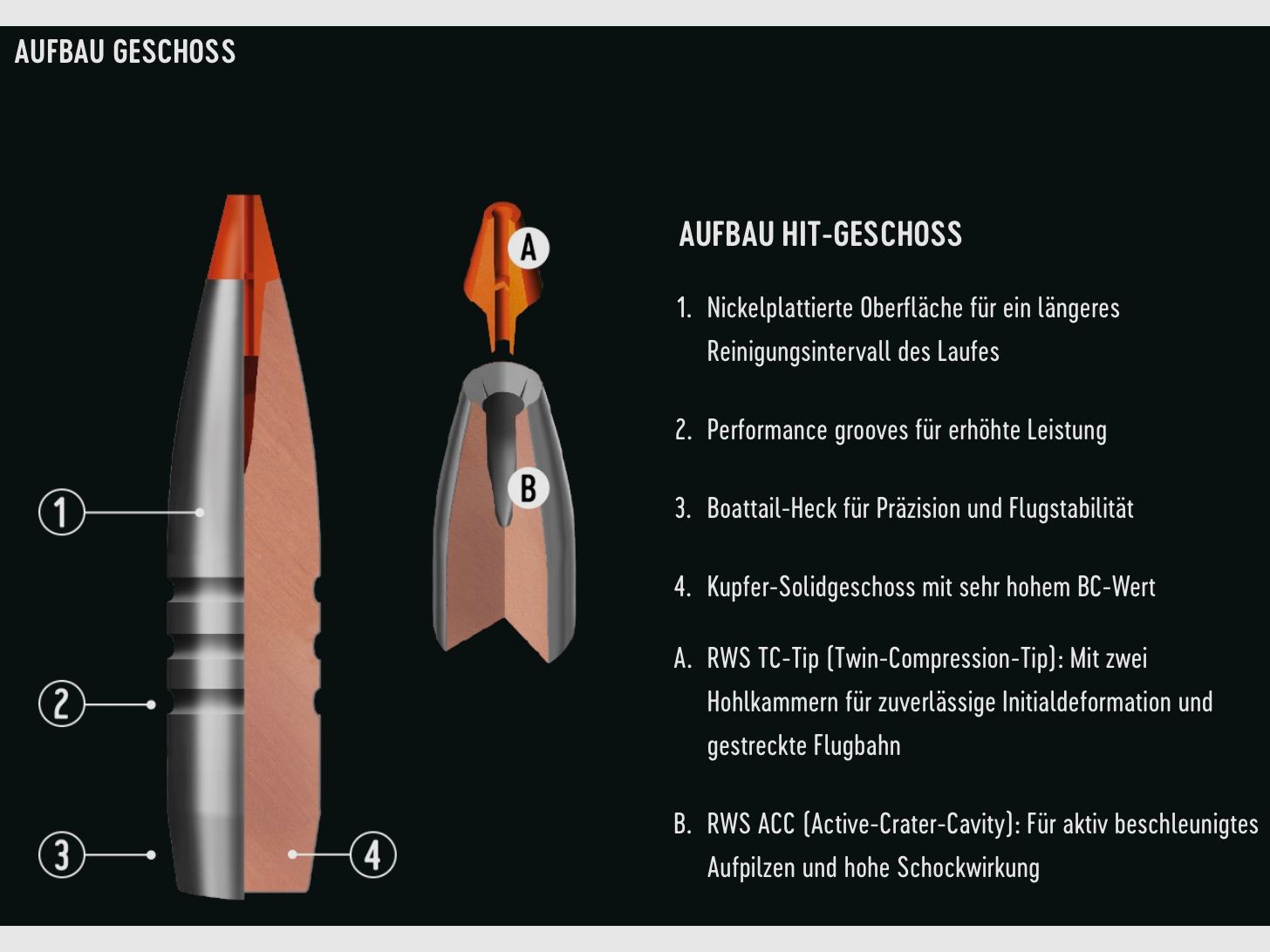 RWS 2408474 Büchsenpatronen .300 Win. Mag. HIT Short Rifle 10,7g 165grs. Bleifrei