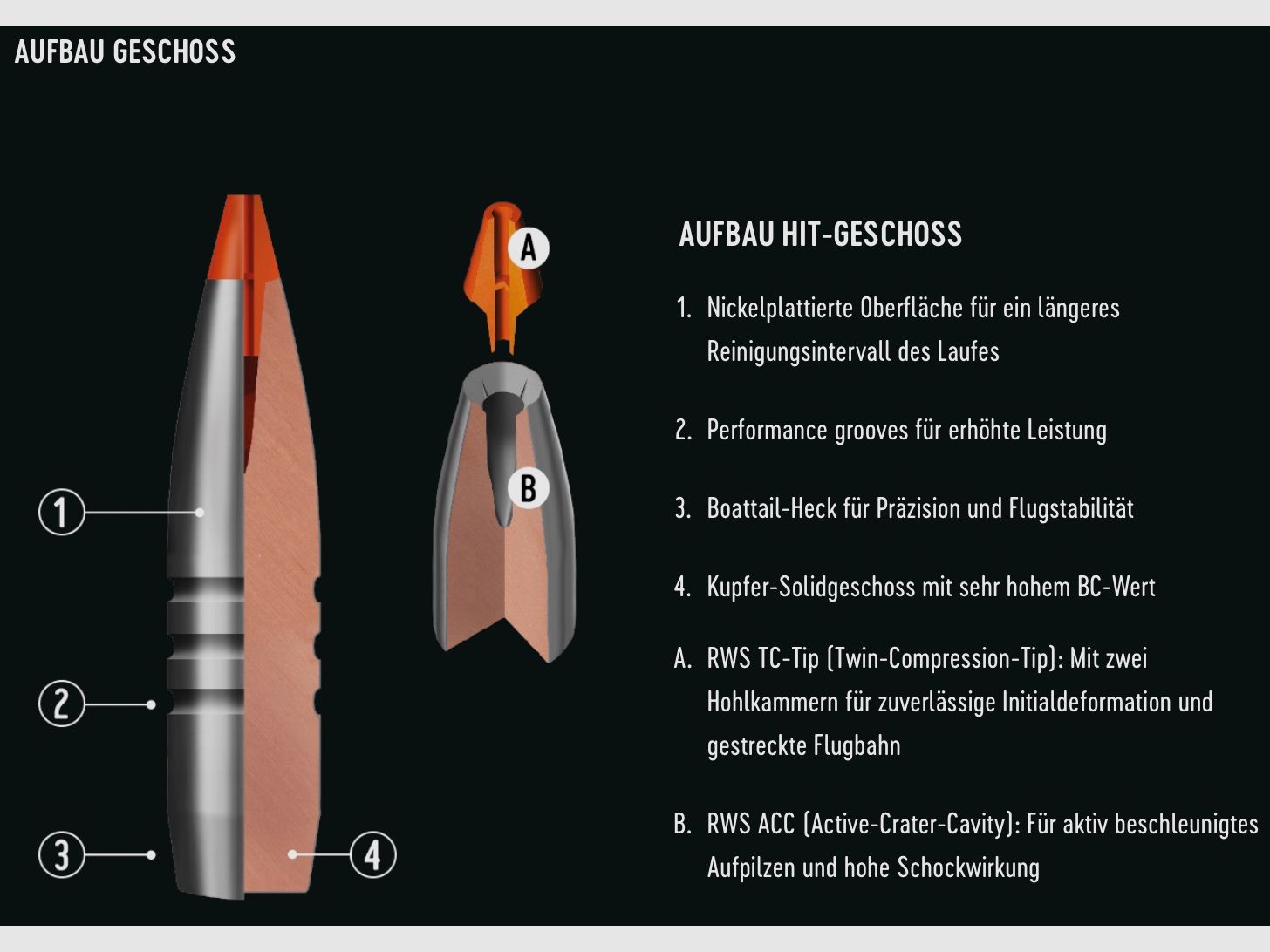 RWS 2408474 Büchsenpatronen .300 Win. Mag. HIT Short Rifle 10,7g 165grs. Bleifrei