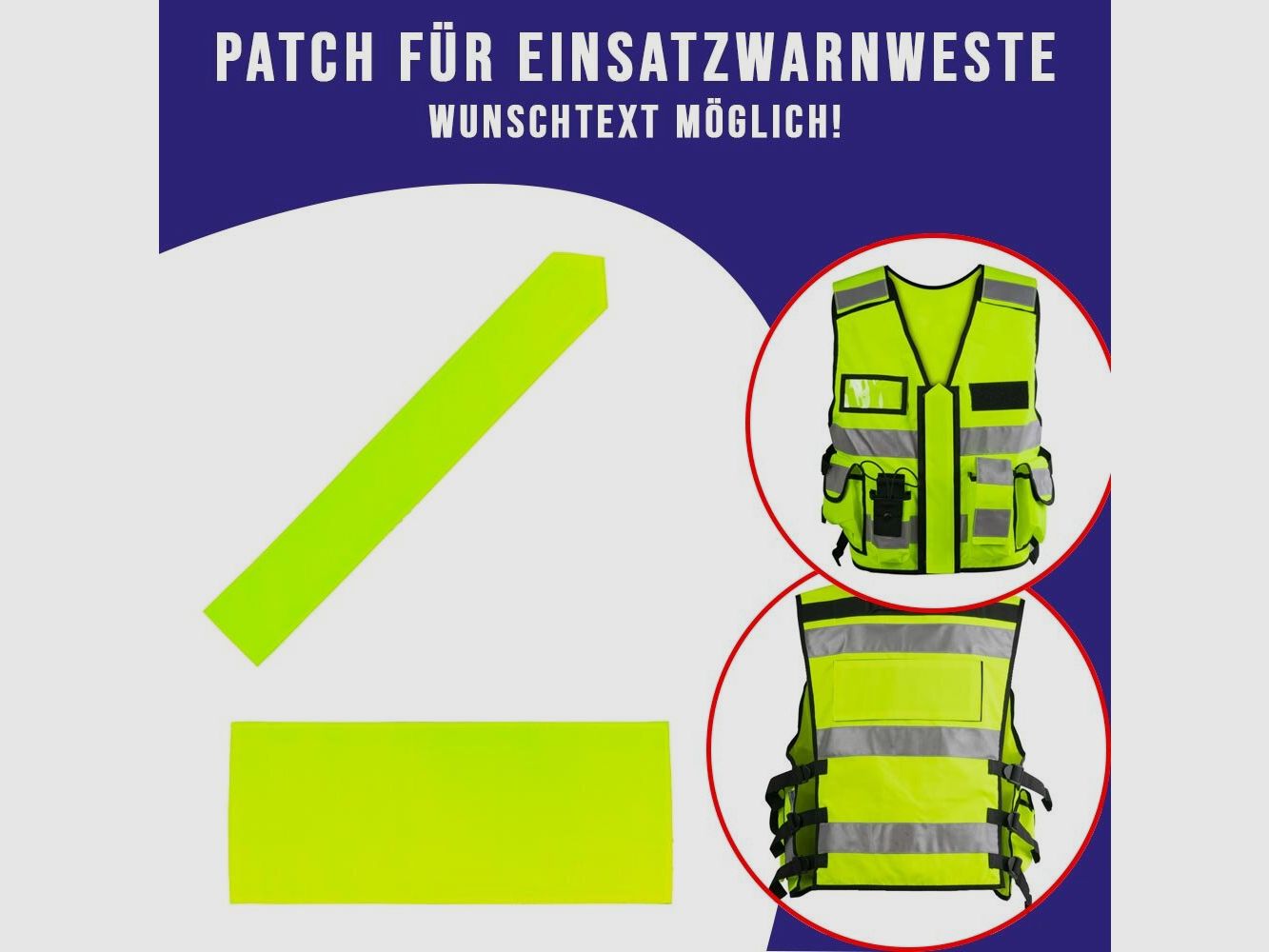 Patch für Einsatz-Warnweste gelb 23 x 10 cm