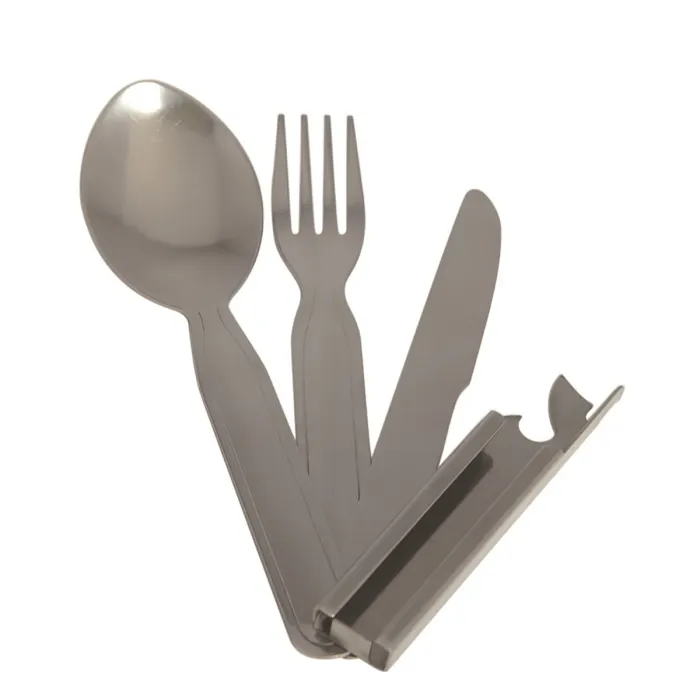Cubiertos del ejército - cuchillo + tenedor + cuchara + abrelatas + sacacorchos de acero inoxidable