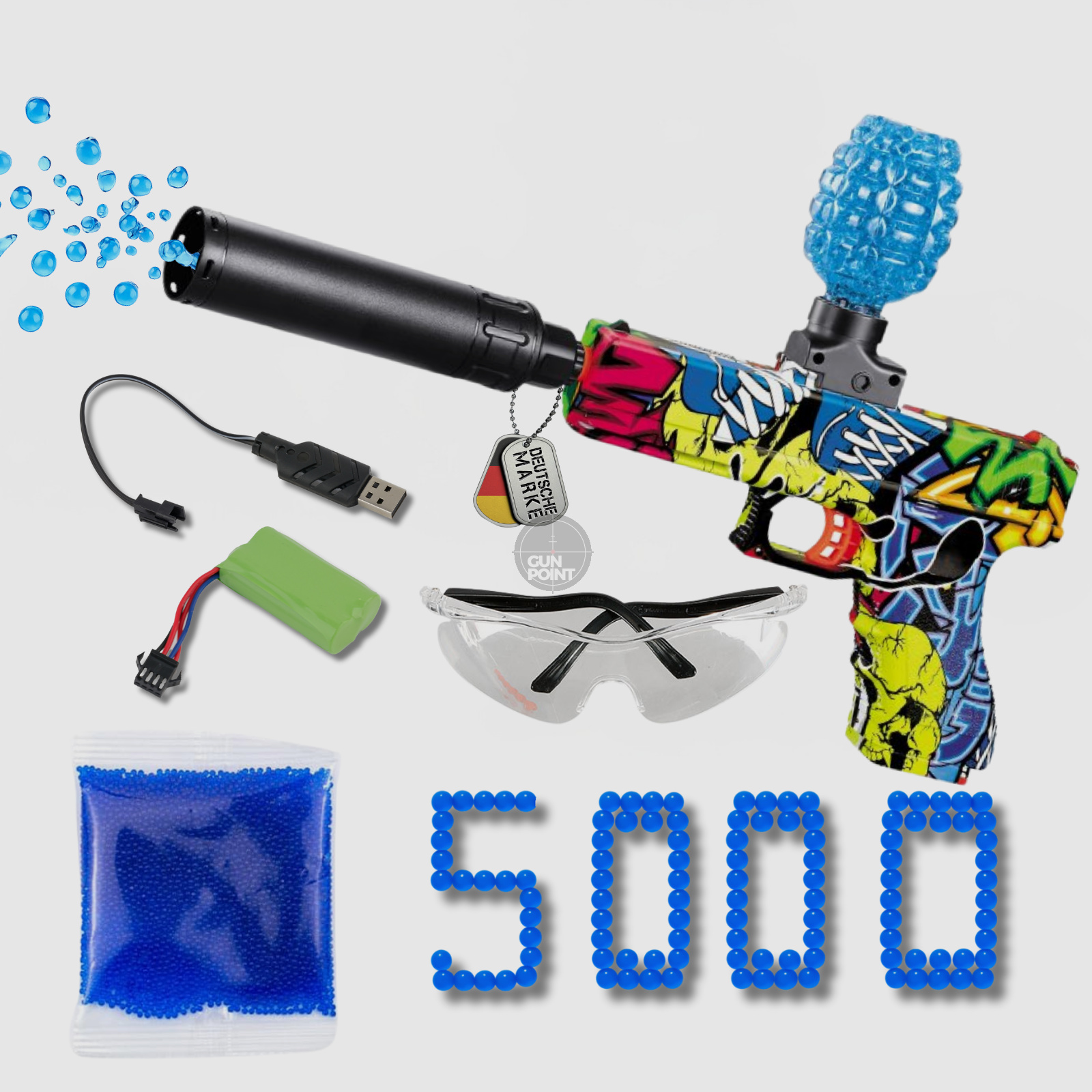 ASGARD Gelsoft - Hydrogel Pistole PZ-617A inkl. 5.000 Schuss Gel Munition