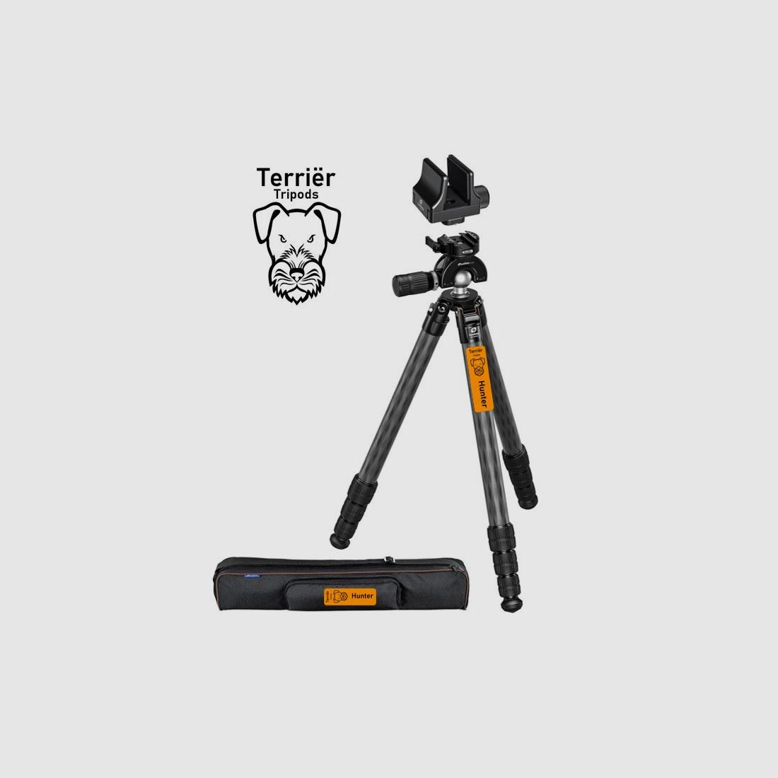 Terrier Tripods Hunter Carbon bastone da tiro con morsetto per fucile incluso, immagine 1 di 13