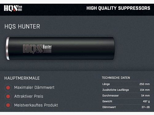 HQS Schalldämpfer HUNTER Kaliber max. 7,62mm/.30 inklusive Adapter Ohne