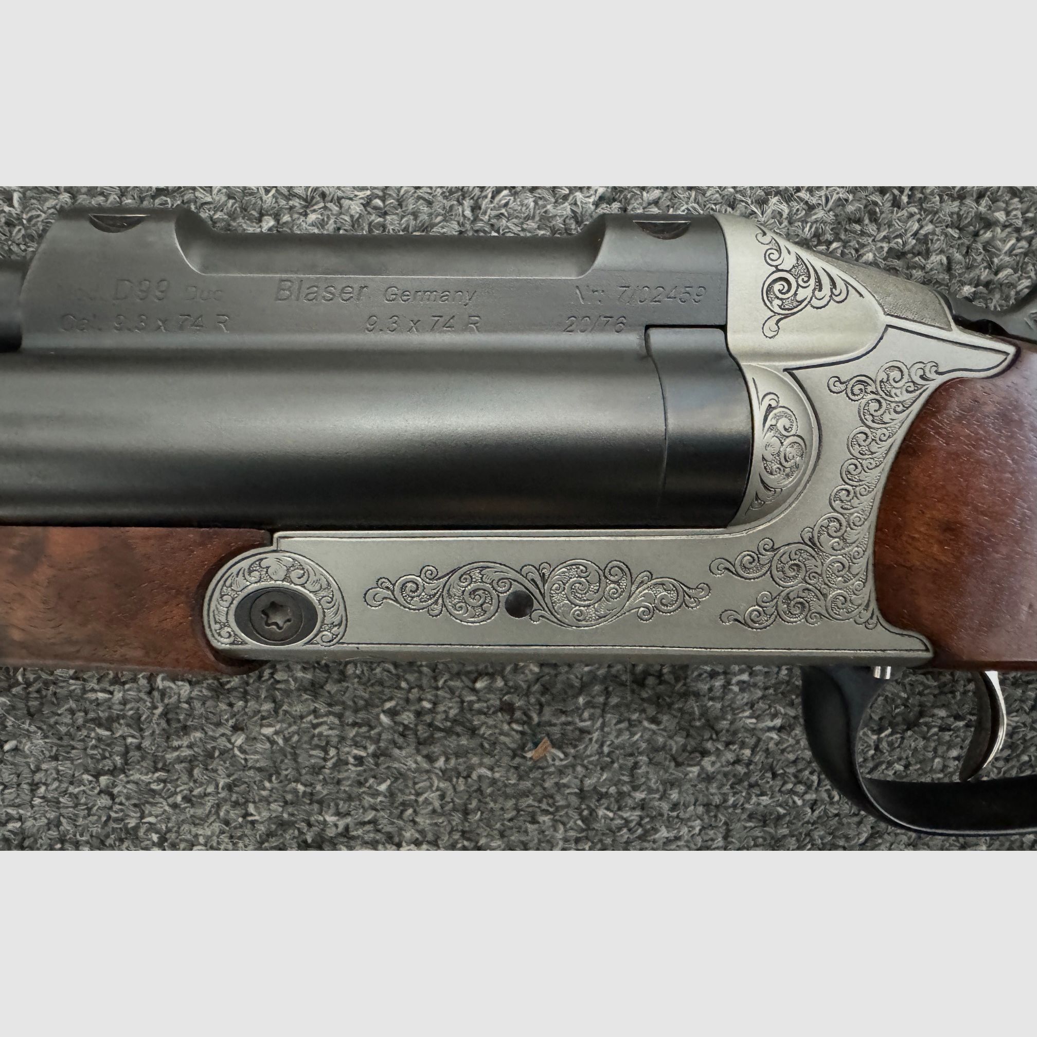 Blaser Doppelbüchsdrilling 9,3x74R & 20/76 - wie neu!