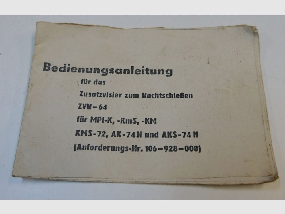 orginal DDR NVA AK 47 Nachtvisier Anleitung, für AK47, 7,62x39