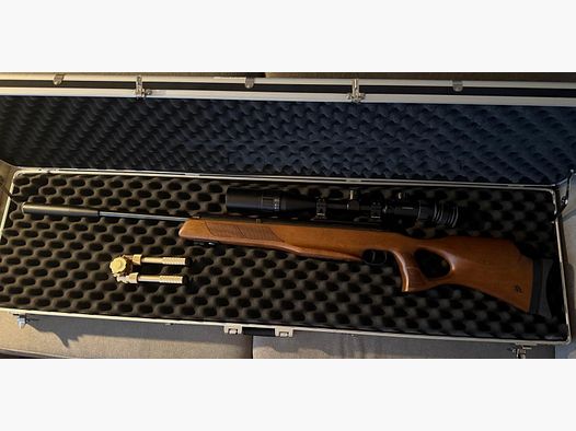 Diana 56 TH sidelever air rifle free from 18 with F in pentagon, with scope and suppressor and bipod and case