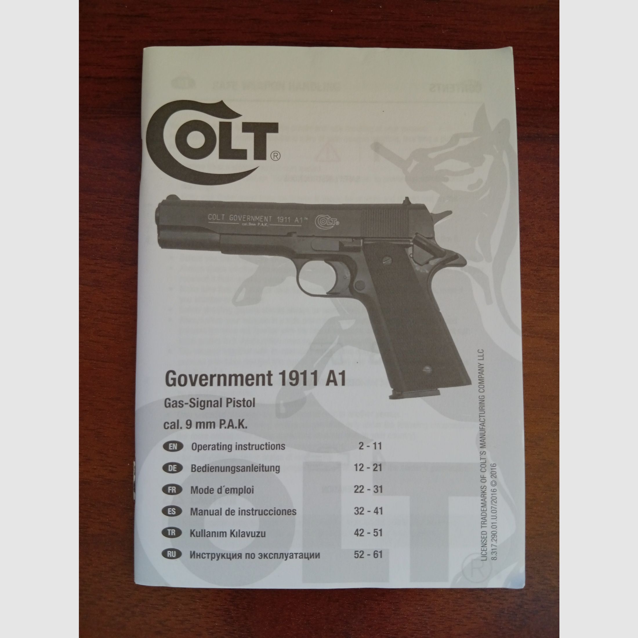 Original Gebrauchsanweisung von Umarex Colt 1911 Government
