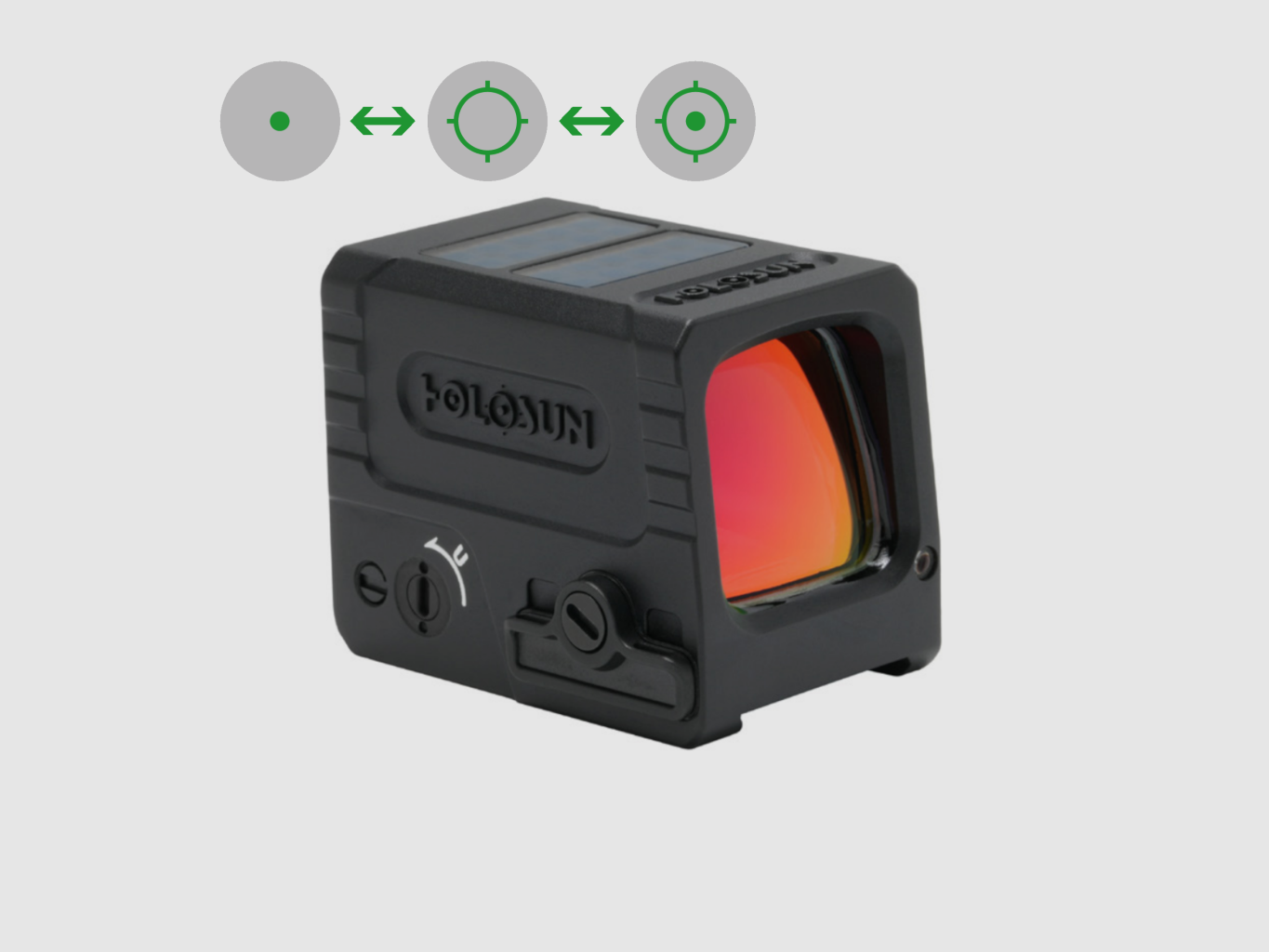 Holosun Reflexvisier AEMS-MICRO-GR-MRS mit grünem Wechselabsehen: 2MOA Dot & 65MOA Circledot, Bild 1 von 2