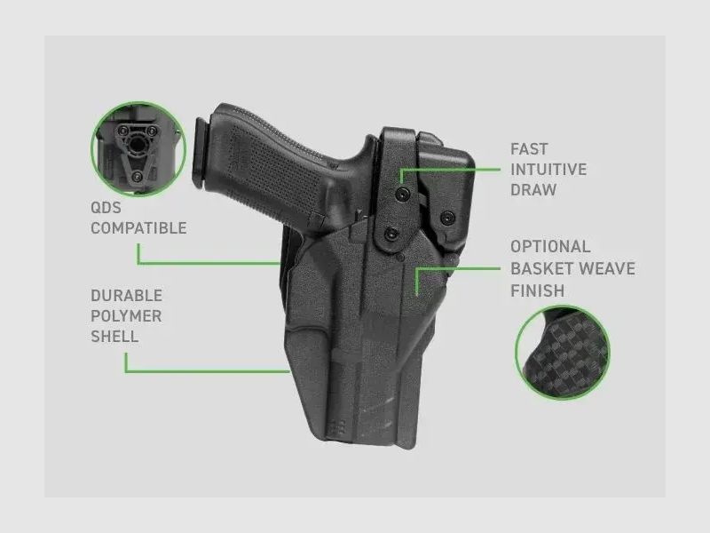 Rapid Force Level III Dienstholster, mittlere Tragehöhe, Gürtelschlaufe für G19/45/17 MOS – ohne Licht (Schwarz) Alien Gear, Bild 3 von 5