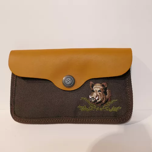 Etui à balles cuir et toile motif sanglier, image 1 sur 3