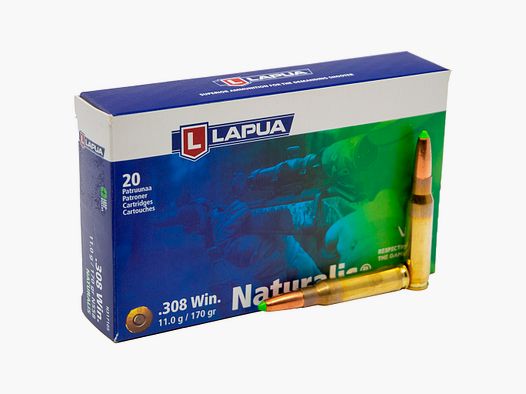 Cartouches Lapua Naturalis .308Win 11,0g, 170gr. Sans plomb !!!
