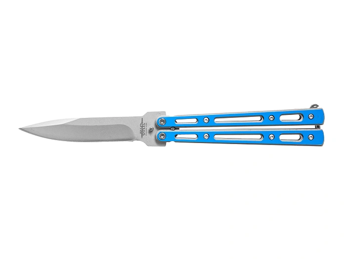 Joker JKR485 butterfly knife silver-blue