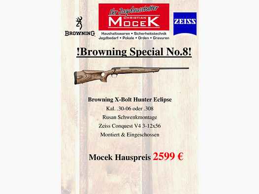 Browning X-Bolt Hunter Eclipse, mit Zeiss Conquest V4 3-12x56