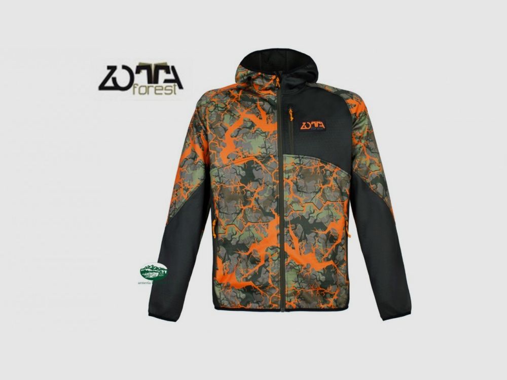 ZOTTA Kurtka Soft Shell Ciemna Męska Bluza z Kapturem Kolor Zielony Pomarańczowy