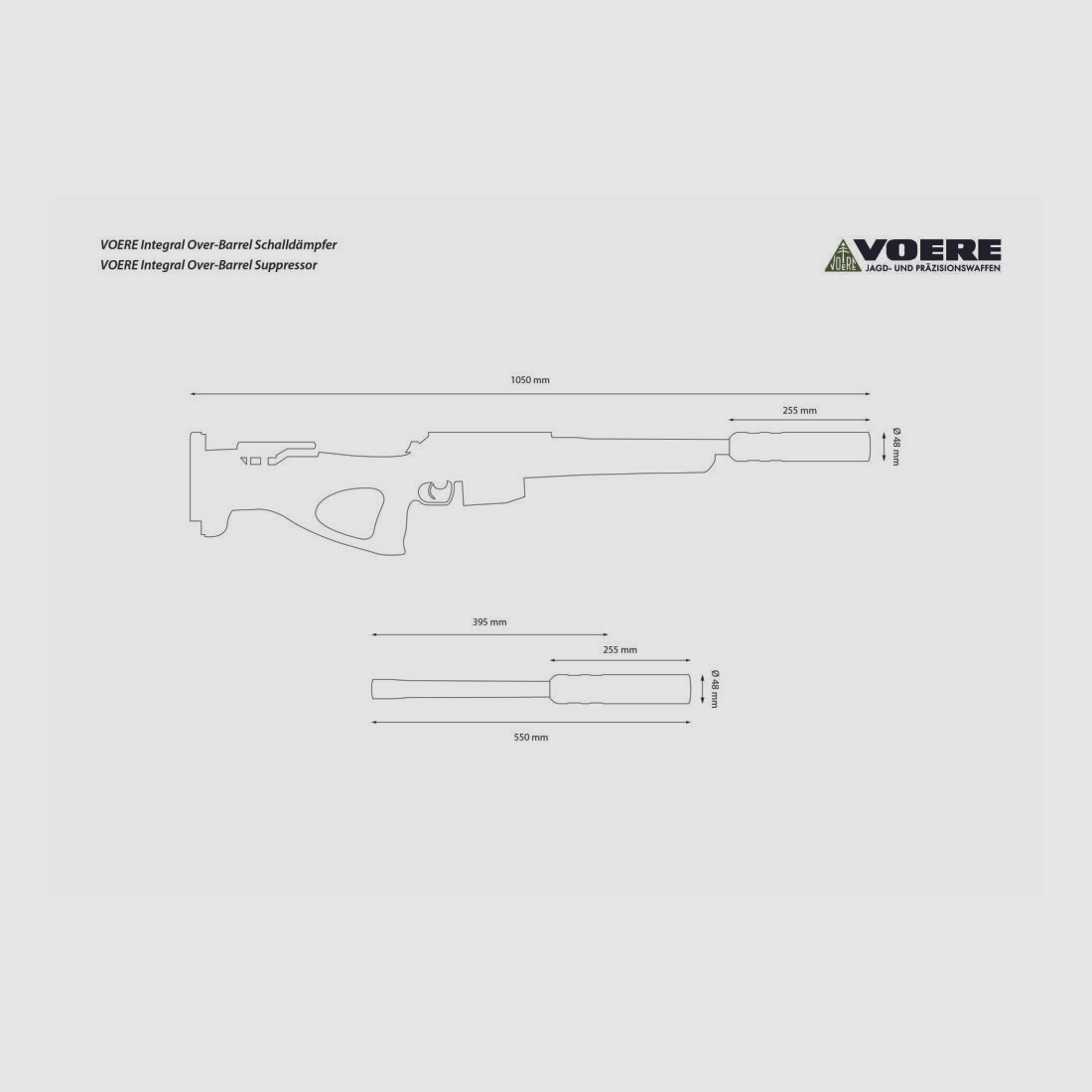 VOERE VOERE LBW-M with VOERE polymer stock (hole stock) - hunting barrel with integral over-barrel silencer