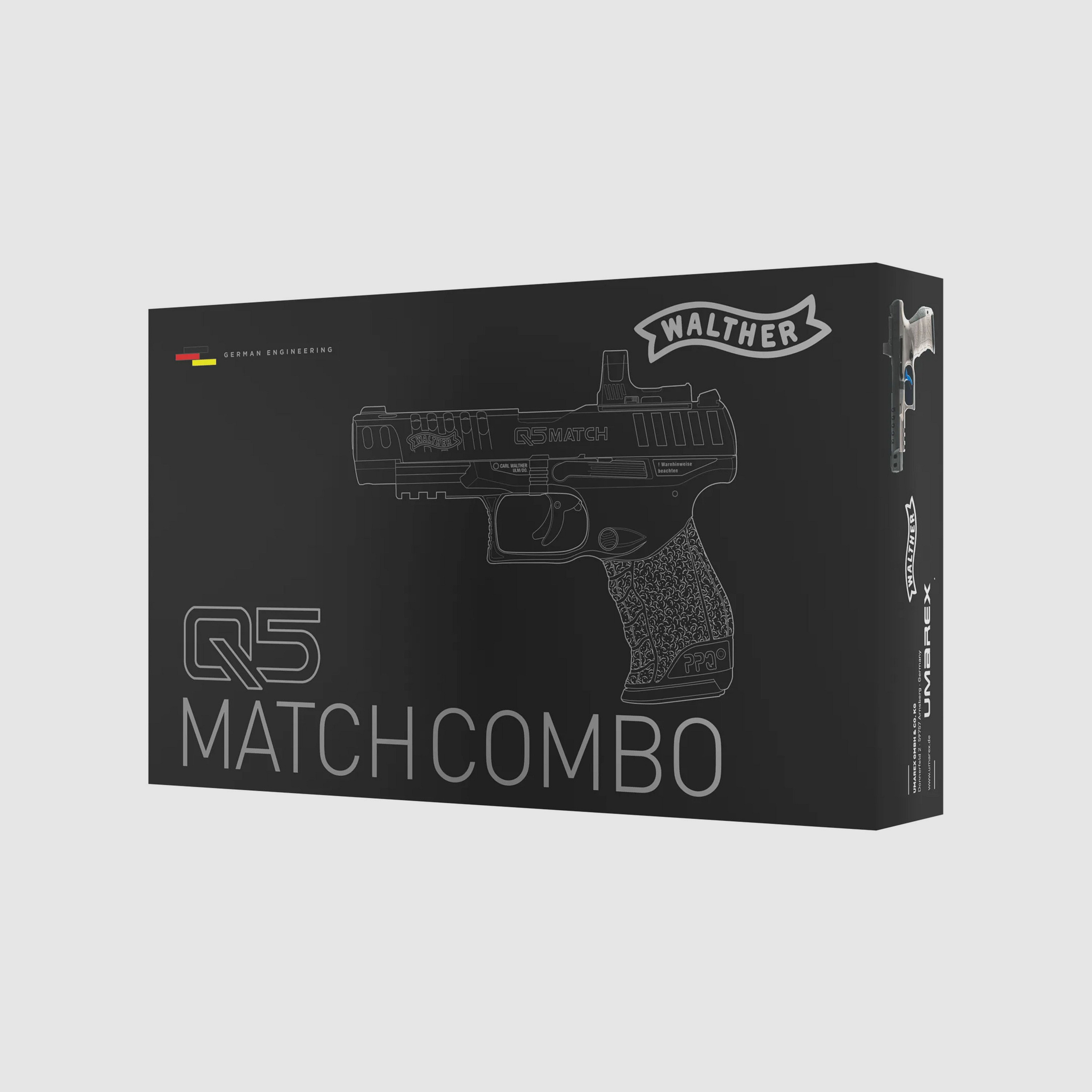 Walther PPQ M2 Q5 Match Combo CO2 pistola de aire 4,5mm diabolo blowback deslizamiento de metal negro/gris + RedDot - NUEVO