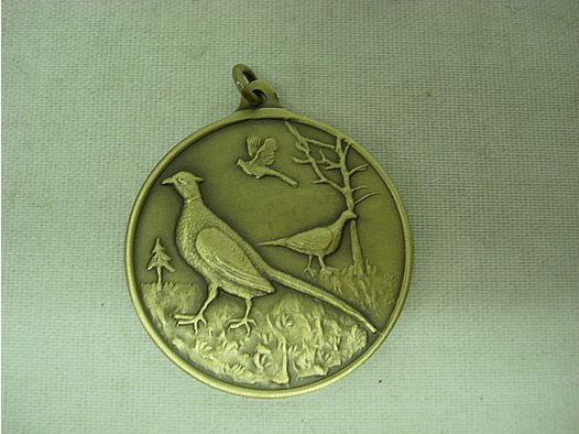 Jagdmedaille Fasan-bronze - 40 mm, Ring und Öse