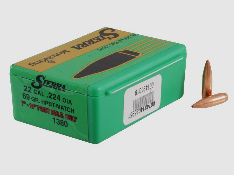 Sierra Bullet .22/.224 HV 69GR HPBT Match 500 Pieces