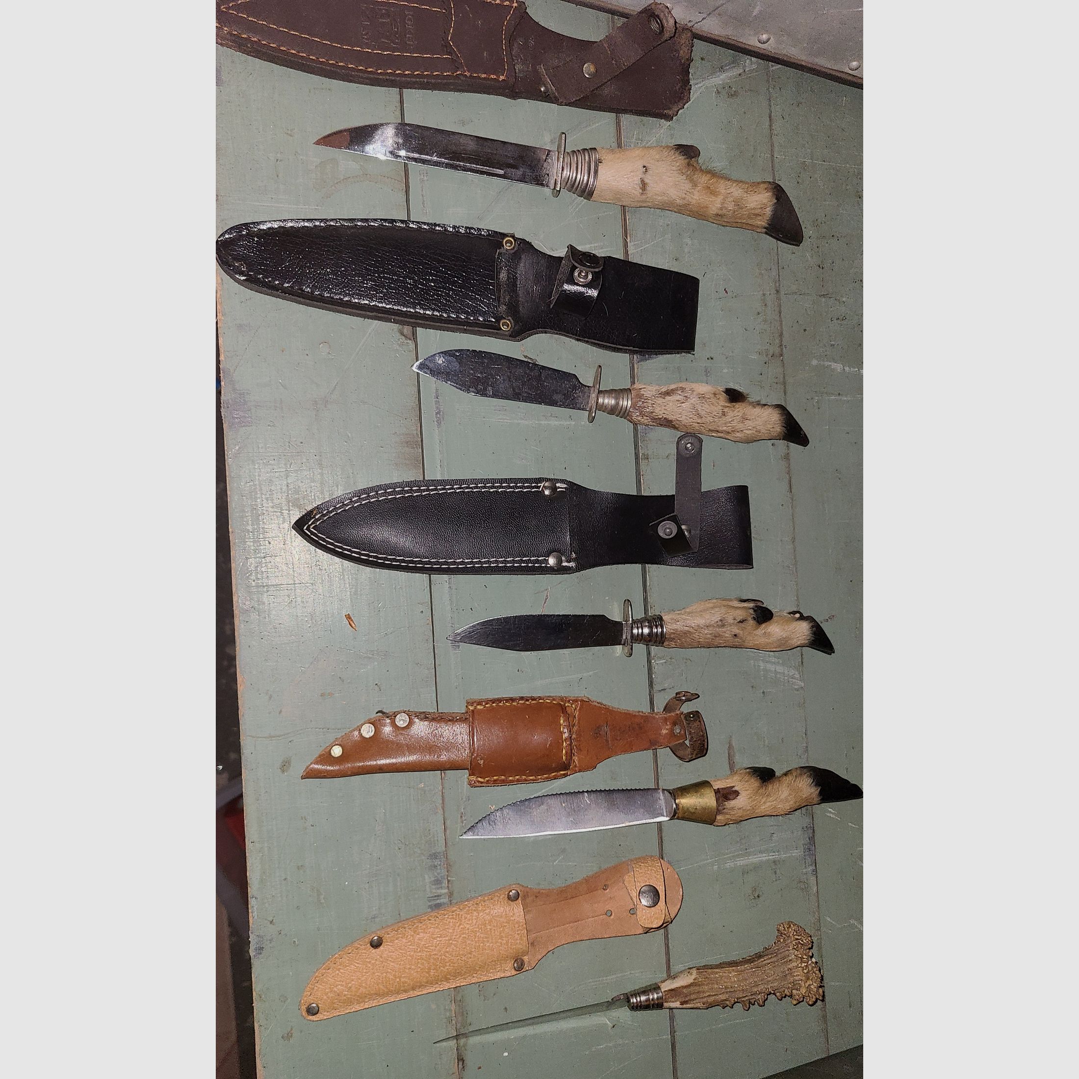 KNIFE LETTER OPENER COLLECTION LIQUIDATION GDR VEB GDR HUNTING DECO BLADES HORN ANTLER COPPER