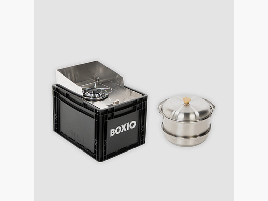 Mobiler Gaskocher mit Topfset I BOXIO COOK PLUS