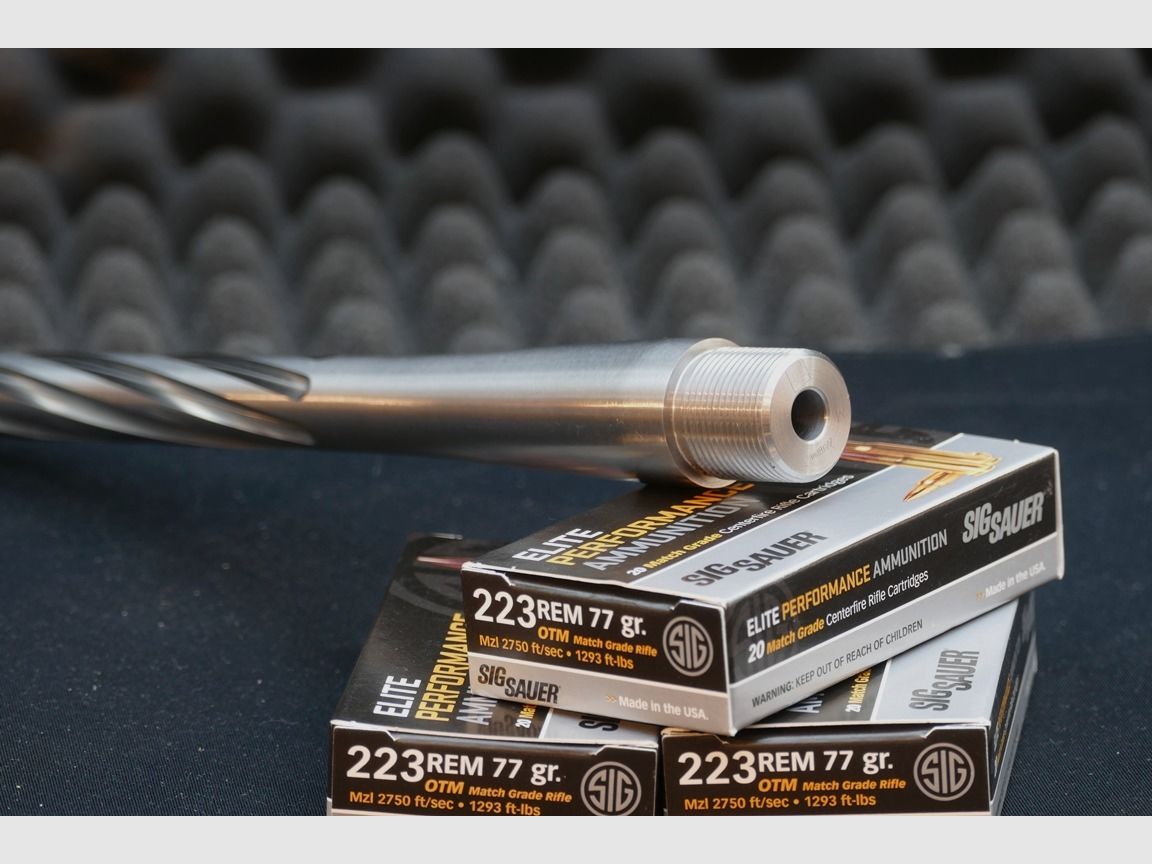 Lothar Walther Custom Lauf mit Matchbehandlung und Helical Flutung in Edelstahl, .223Rem, Drall 9/1