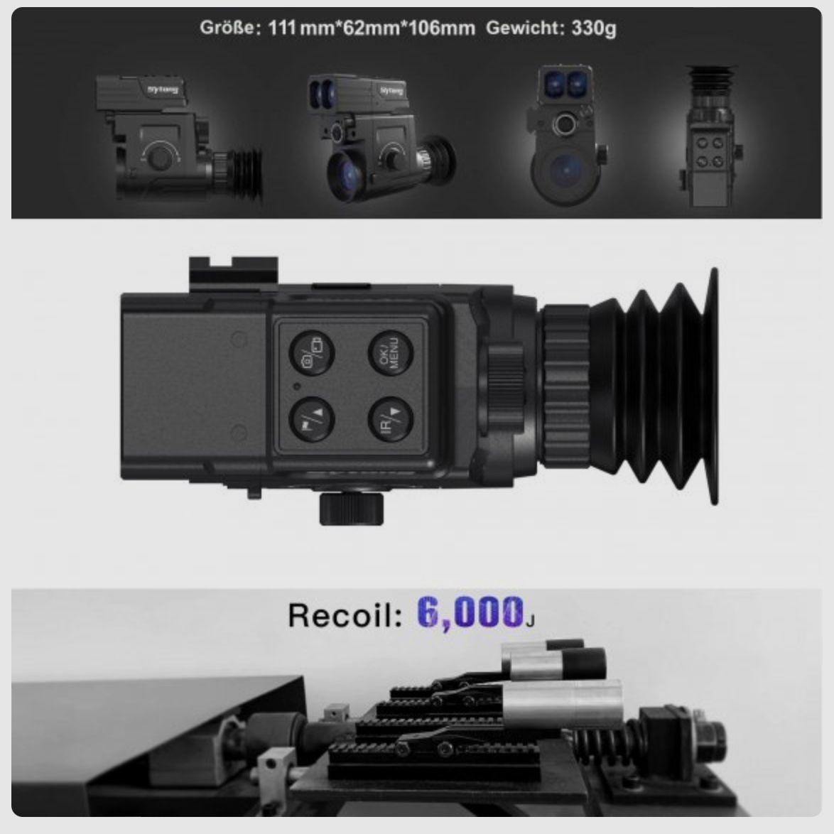Sytong HT-77 LRF German version 16 mm lens with 45 mm aluminum adapter without IR illuminator