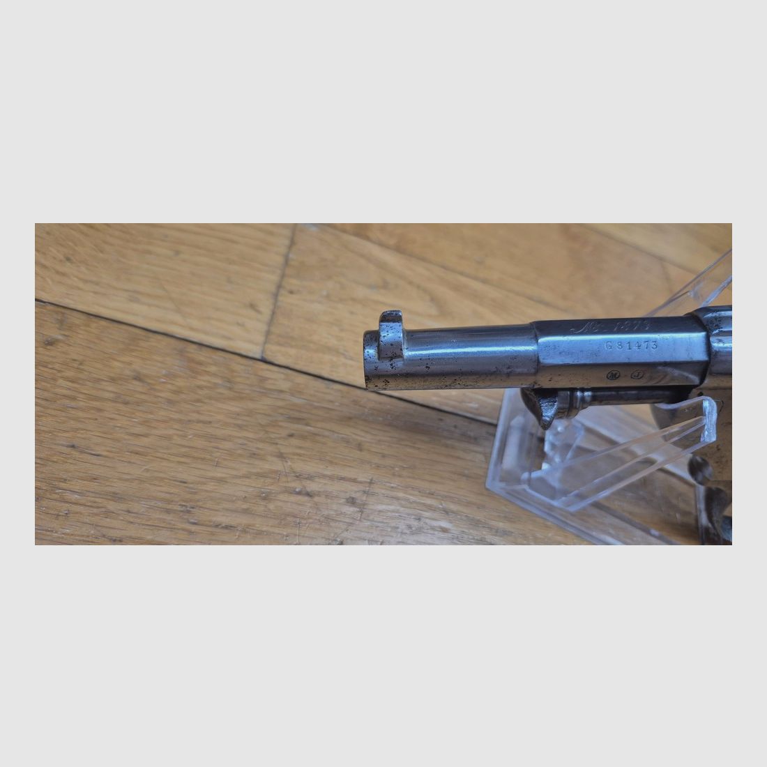 Guter regulärer Revolver Modell 1873 – Kaliber 11mm73 – vollständig monomatrikuliert – Noch mit strohgelb – MAS 1878 – Gute Mechanik, schöner Lauf und schöne Kammern – BE, Bild 14 von 19