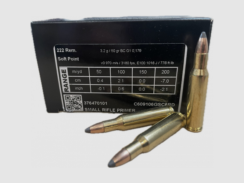 SAKO GAMEHEAD RANGE SP - .222 REM 50GRS / 3,2G. - 50 PATRONEN