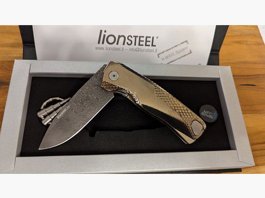 Lionsteel ROK Damast Titanium Gold