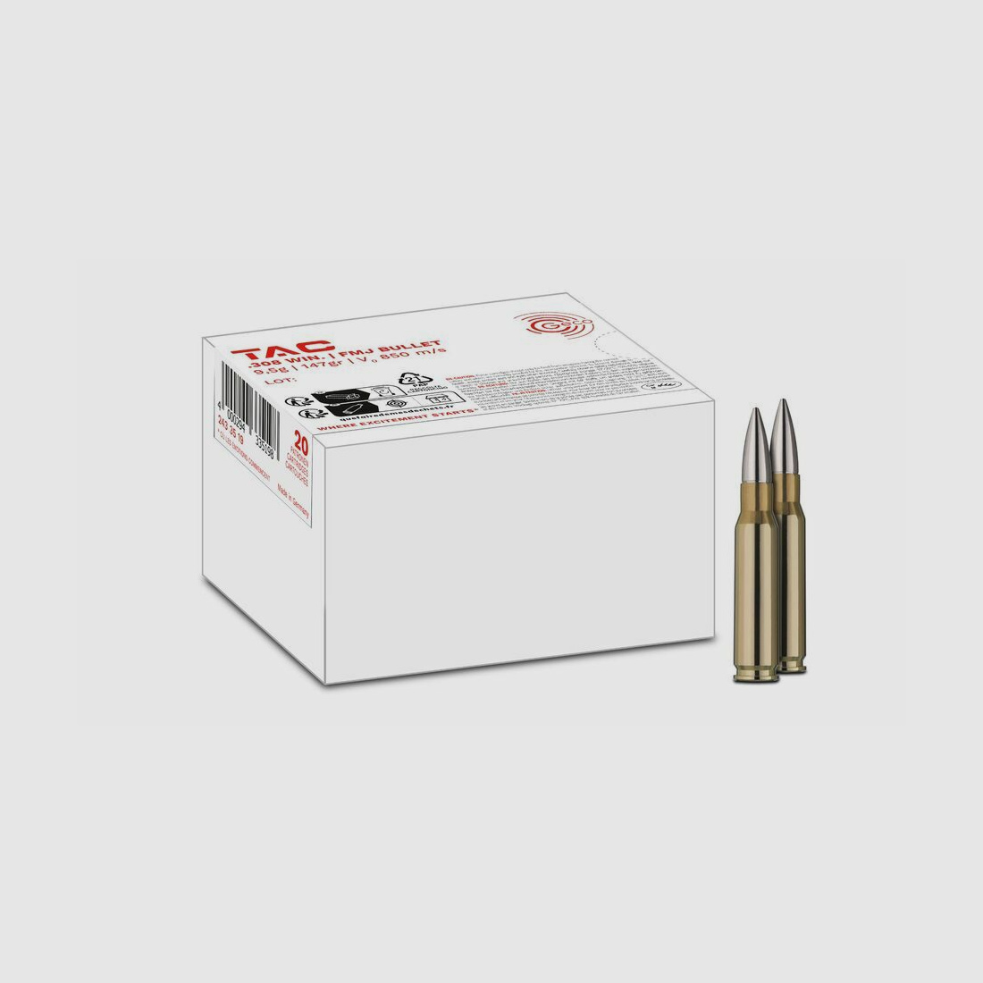 Geco Geco Tac FMJ 147grs - 20pcs - Whitelabel