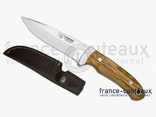 Jagdmesser Cudeman mit Olivenholzgriff und Lederetui