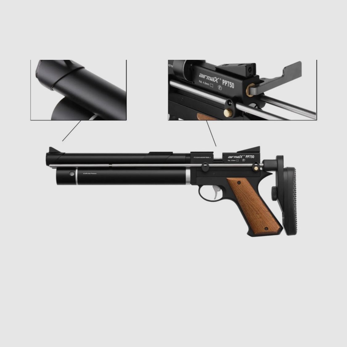 AirmaXPP750 LP compressed air pistol caliber 4.5 mm diabolo (P18)