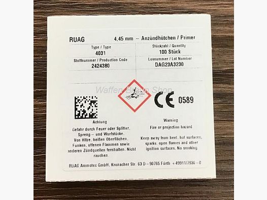 RWS Anzündhütchen für kleinkalibrige Pistolen- und Revolverpatronen, 5,33 mm, 4031