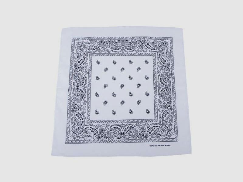 Bandana, wei-schwarz, Gr. 55 x 55 cm, Baumwolle Mundschutz Mund- Nase- Schutz