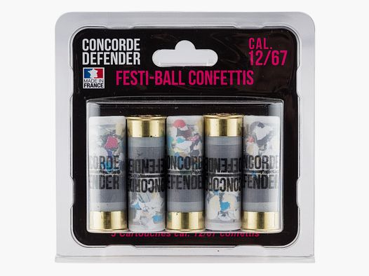 5 CARTOUCHES FESTI-BALL CAL. 12/67 CONFETTIS