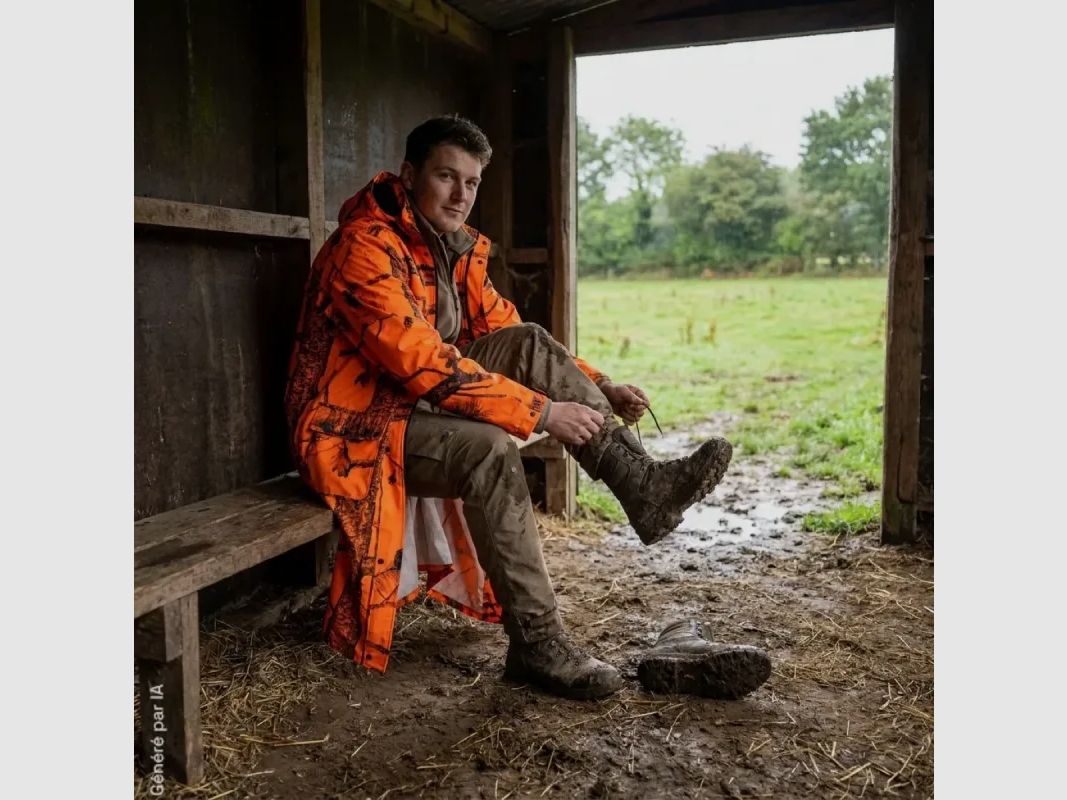 Langer Regenmantel Camouflage Orange - Wasserdicht und Winddicht, Bild 4 von 6