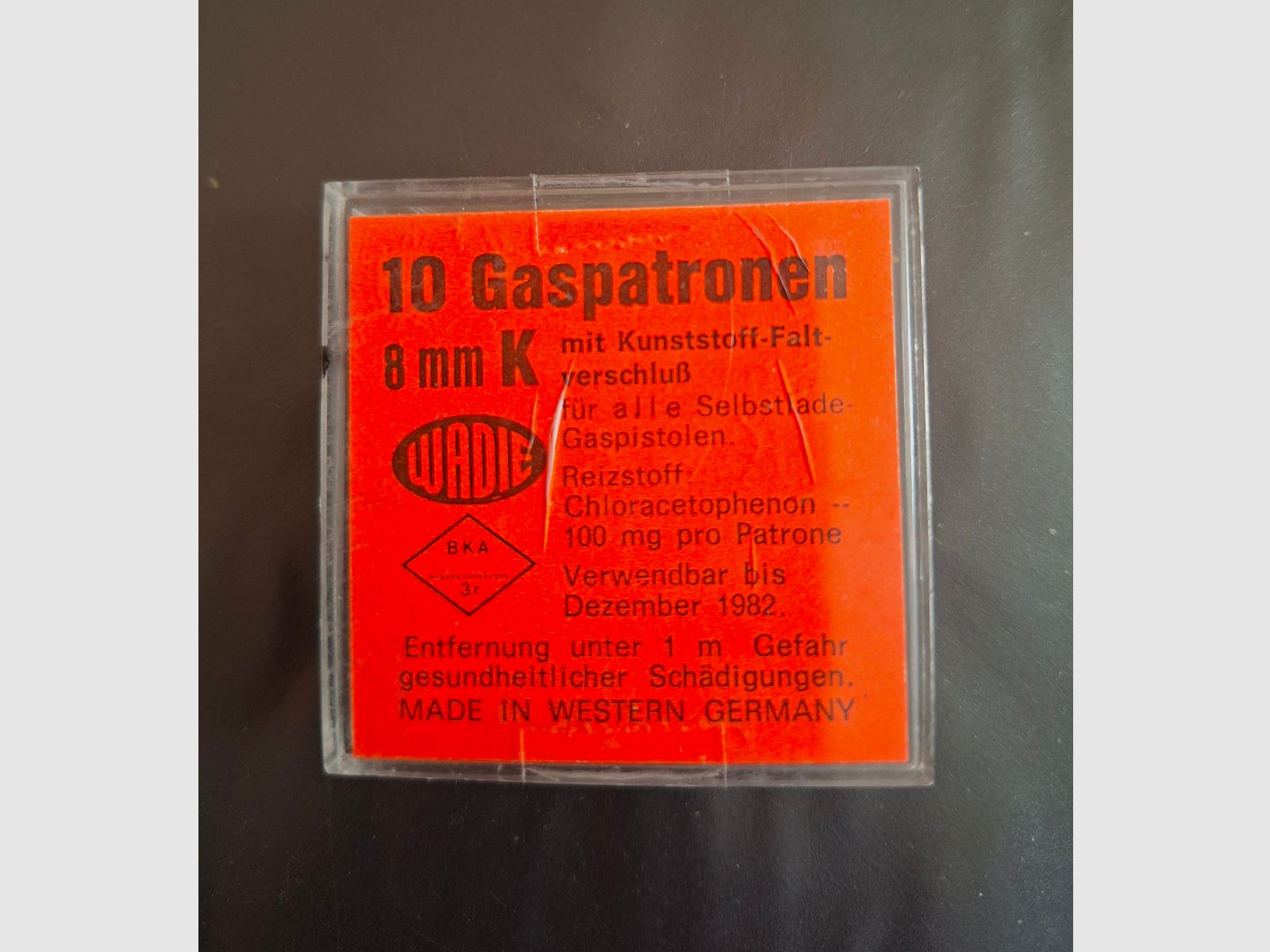 10 Wadie Gaspatronen 8mm k /  Rarität von 1982