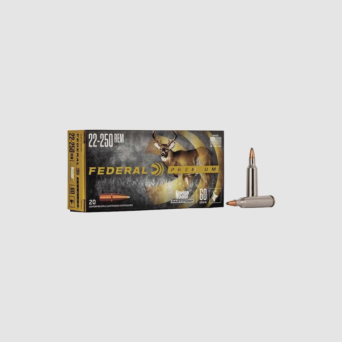 Federal Premium Nosler Partition .22-250 Rem. 60GR 20 cartucce