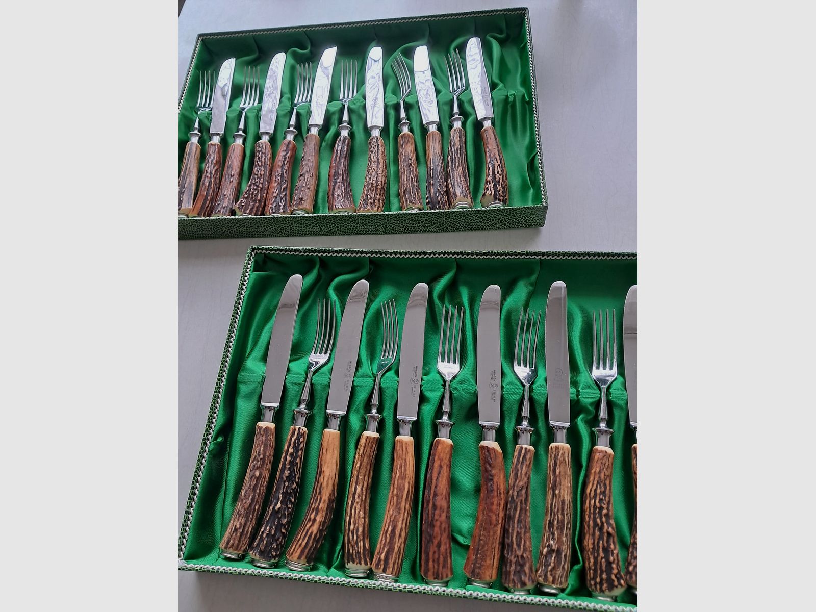 Hunting cutlery by Anton Wingen Solingen 24 pieces for 12 people