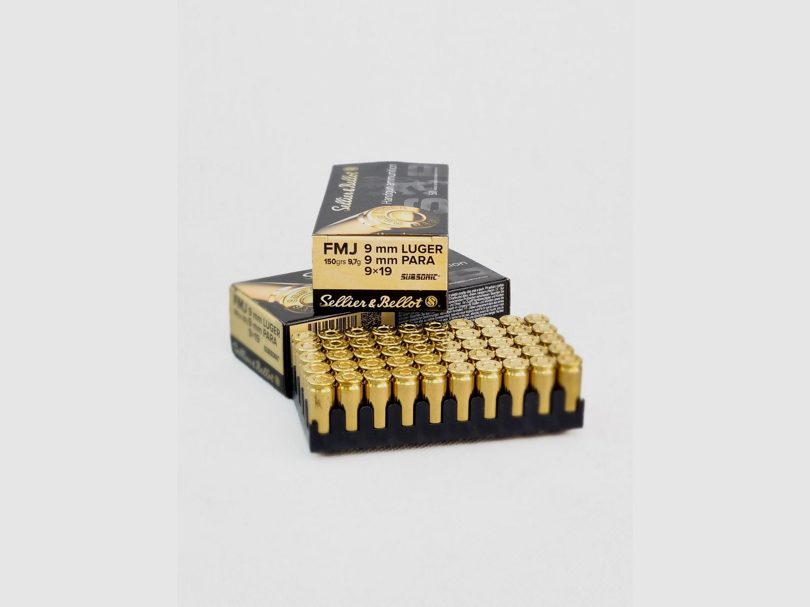 S&B 9mm Luger FMJ Subsonic ammunition, 9.7 g